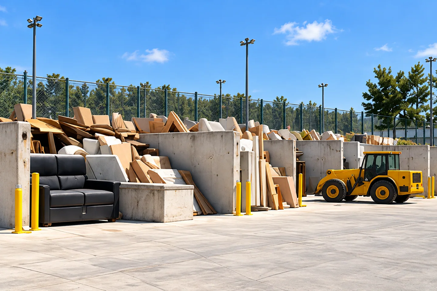 Area di conferimento con piazzale, settori separati per materiali e mezzo di movimentazione